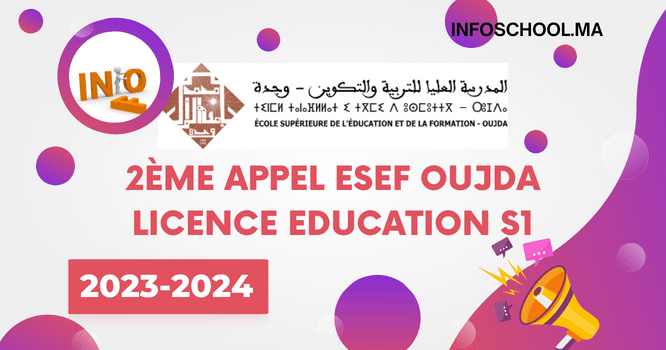 2ème Appel ESEF Oujda Licence Education S1 2023-2024