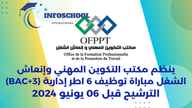 ينظم مكتب التكوين المهني وإنعاش الشغل مباراة توظيف 6 اطر إدارية (Bac+3)،الترشيح قبل 06 يونيو 2024