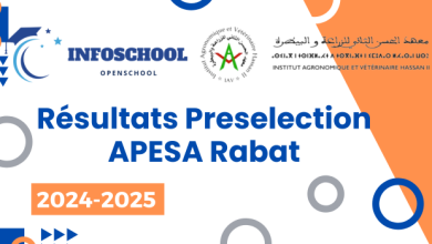 Résultats Preselection APESA Rabat 2024-2025