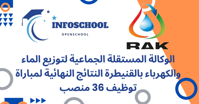 الوكالة المستقلة الجماعية لتوزيع الماء و الكهرباء بالقنيطرة النتائج النهائية لمباراة توظيف 36 منصب