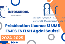 Présélection Licence S1 UM5 FSJES FS FLSH Agdal Souissi 2024-2025