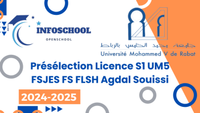 Présélection Licence S1 UM5 FSJES FS FLSH Agdal Souissi 2024-2025