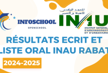 Résultats Ecrit et Liste Oral INAU Rabat 2024-2025