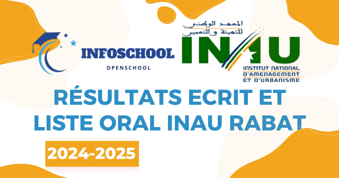 Résultats Ecrit et Liste Oral INAU Rabat 2024-2025