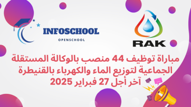 مباراة توظيف 44 منصب بالوكالة المستقلة الجماعية لتوزيع الماء والكهرباء بالقنيطرة. آخر أجل 27 فبراير 2025