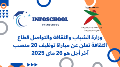 وزارة الشباب والثقافة والتواصل قطاع الثقافة تعلن عن مباراة توظيف 20 منصب، آخر أجل هو 26 ماي 2025
