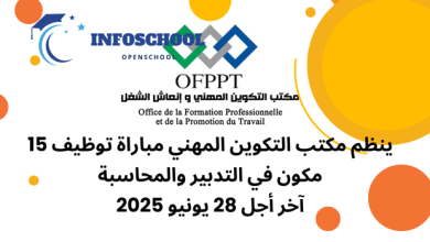 ينظم مكتب التكوين المهني مباراة توظيف 15 مكون في التدبير والمحاسبة، آخر أجل 28 يونيو 2025