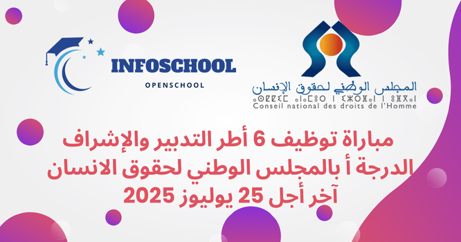 مباراة توظيف 6 أطر التدبير والإشراف الدرجة أ بالمجلس الوطني لحقوق الانسان، آخر أجل 25 يوليوز 2025