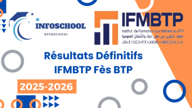 Résultats Définitifs IFMBTP Fès BTP 2025-2026