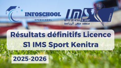 Résultats définitifs Licence S1 IMS Sport Kenitra 2025-2026