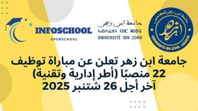 جامعة ابن زهر تعلن عن مباراة توظيف 22 منصبًا (أطر إدارية وتقنية)، آخر أجل 26 شتنبر 2025