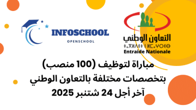 مباراة لتوظيف (100 منصب) بتخصصات مختلفة بالتعاون الوطني، آخر أجل 24 شتنبر 2025