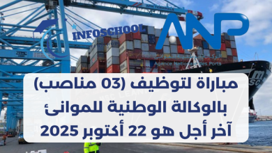 مباراة لتوظيف (03 مناصب) بالوكالة الوطنية للموانئ، آخر أجل هو 22 أكتوبر 2025