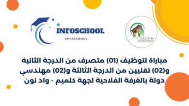 مباراة لتوظيف (01) متصرف من الدرجة الثانية و(02) تقنيين من الدرجة الثالثة و(02) مهندسي دولة بالغرفة الفلاحية لجهة كلميم - واد نون