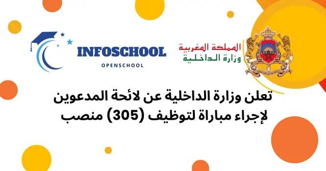 تعلن وزارة الداخلية عن لائحة المدعوين لإجراء مباراة لتوظيف (305) منصب